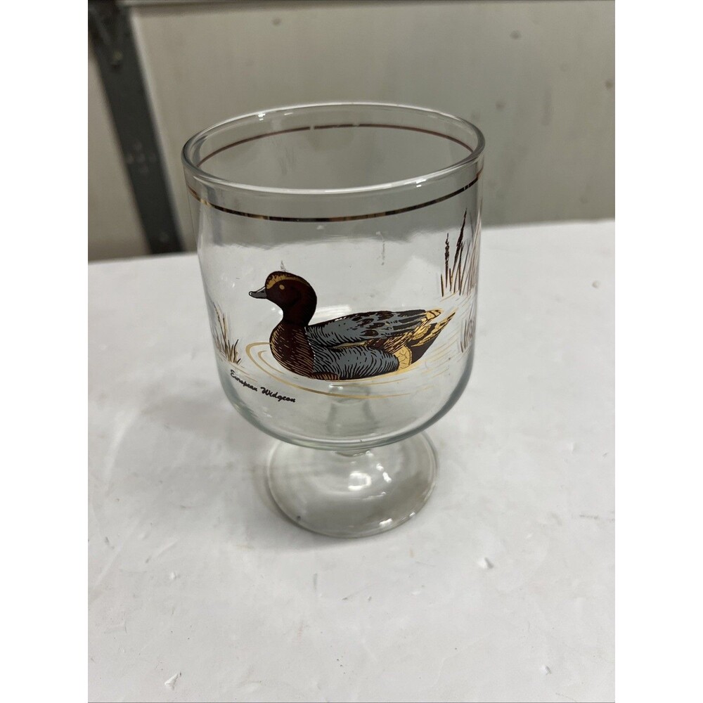 Culver European Widgon Duck  Collection Glass Gold Accents Large Brandy Snifter